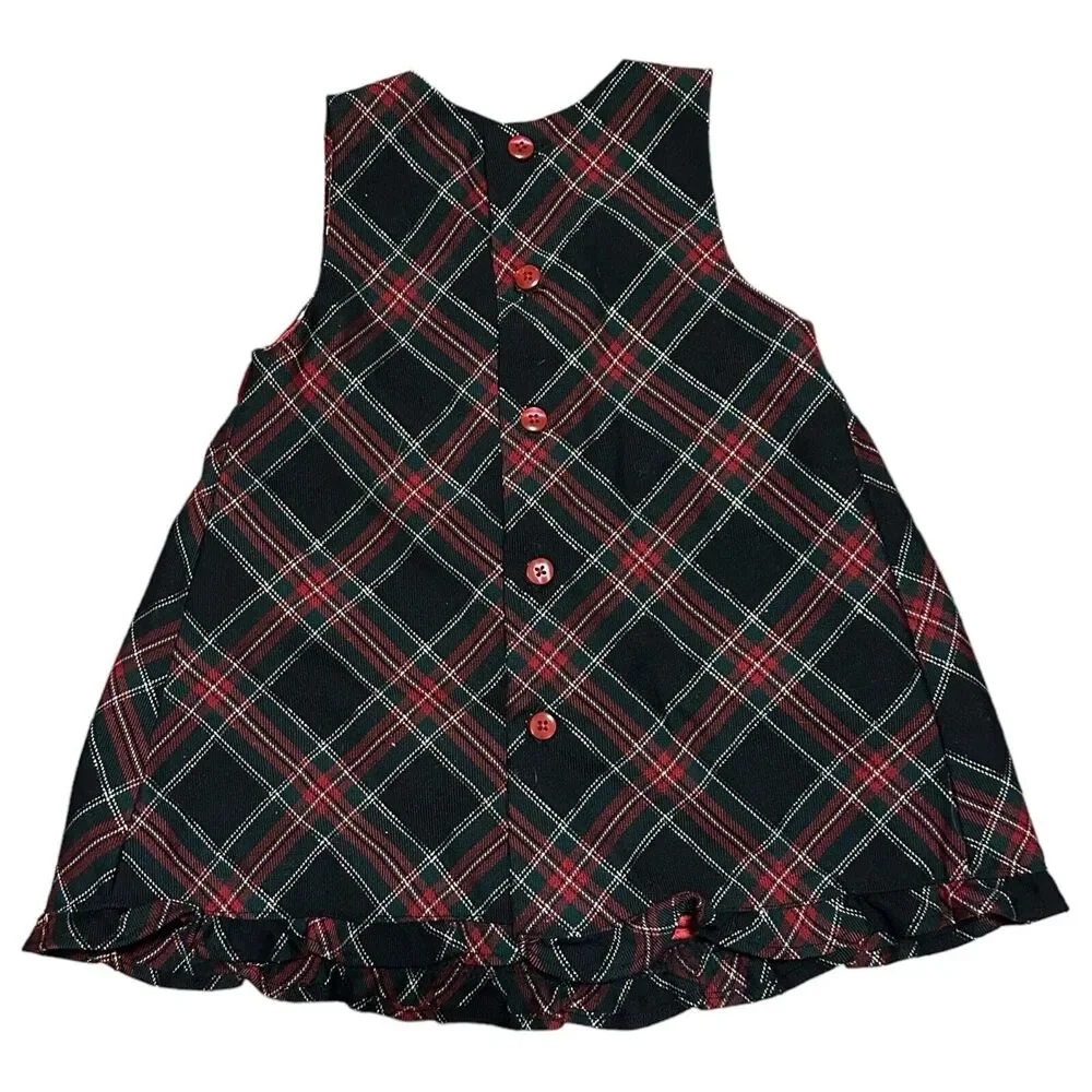 The Children's Place‎ Red Tartan Plaid Sleeveless Christmas Dress Bow 6-9M